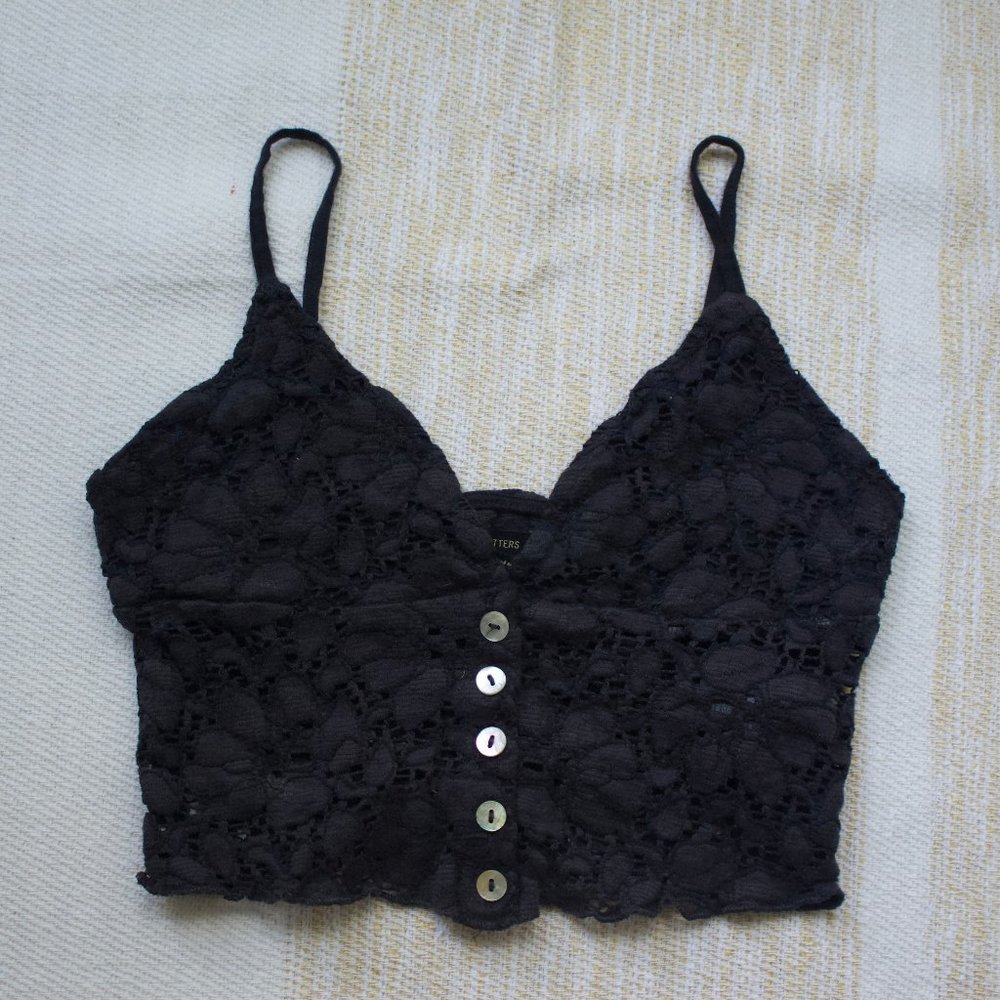 Lace Button Up Crop Top